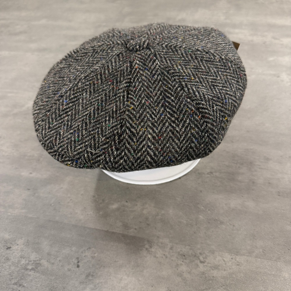 Aran Sweater Market 8 Panel Wool Gatsby Hat HM300C Charcoal Herringbone NEW $95